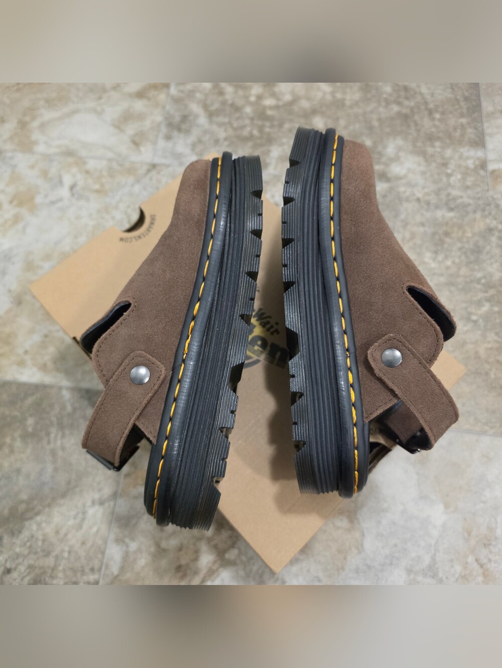Dr. Martens Zebzag Slingback Platform Mule / Dark Brown / W6 - Picture 4 of 7